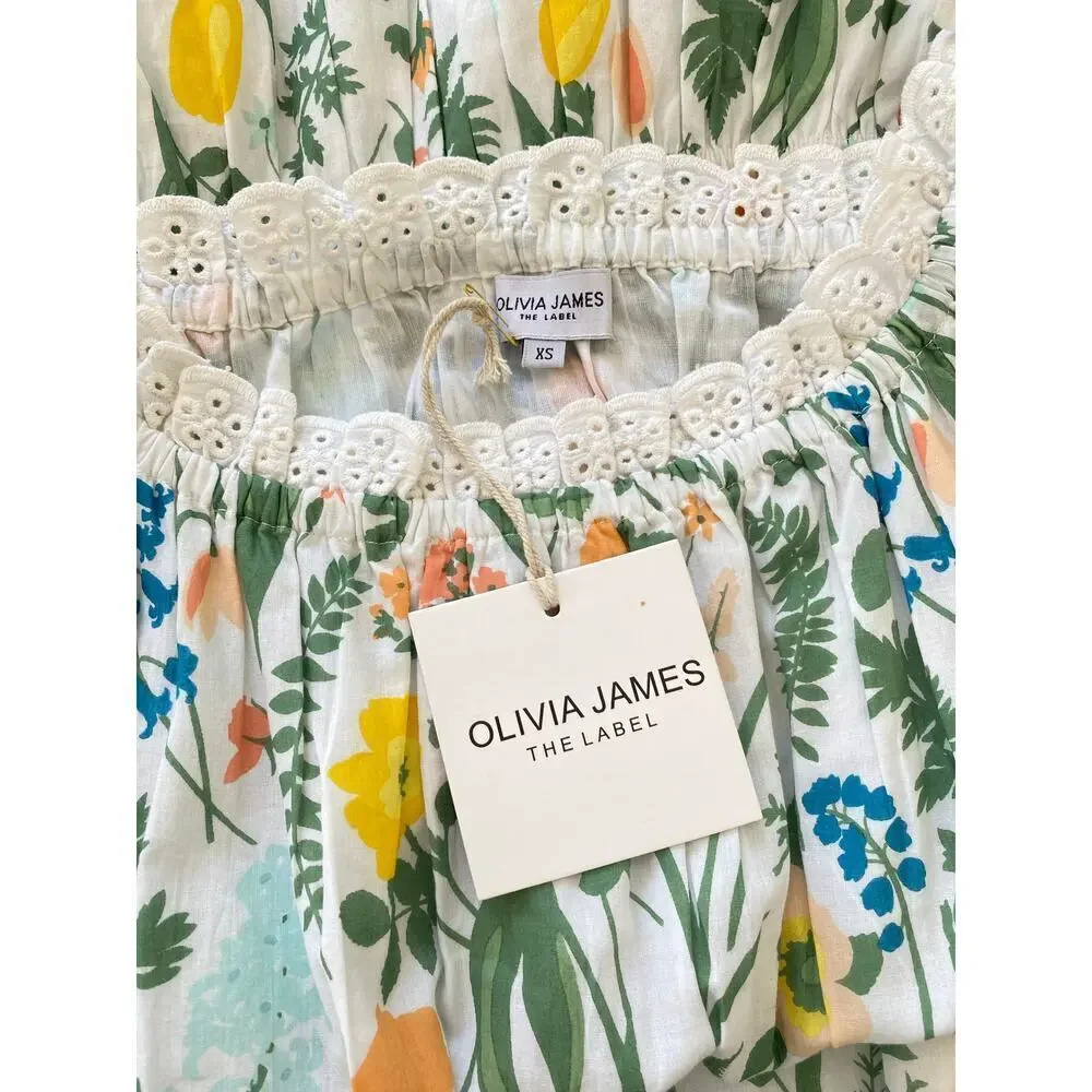 Olivia James The Label Josie Off The Shoulder Floral Puff Sleeve Midi Dress - Picture 7 of 11